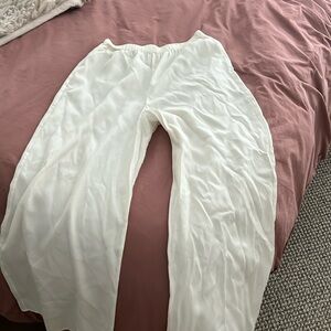 Nap wide leg white poplin pants